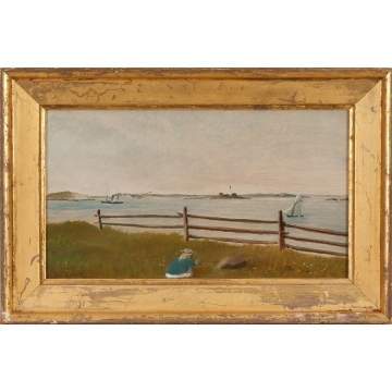 George F. Child (American, 19th Century) "Girl Picking Flowers"