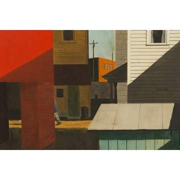 Walter Garver (American, born, 1927) Modern Street  Scene