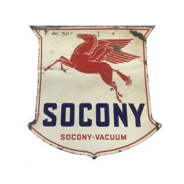 Socony Pegasus Porcelain Enamel Shield Sign