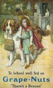 Vintage Tin Lithographed Self-Framed Grape Nuts  Sign