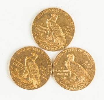 Three - Two and a Half Dollar Indian Head Gold  Coins