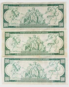Three 1914 One Hundred Dollar Bills