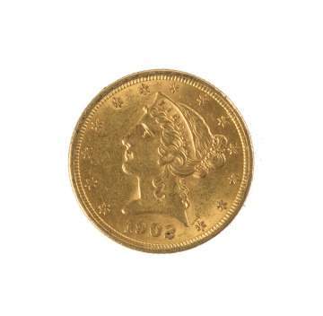 1902 Five Dollar Liberty Head Gold Coin