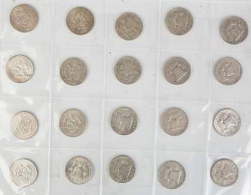 Forty Franklin and Kennedy Half Dollars and 12  Silver Dollars