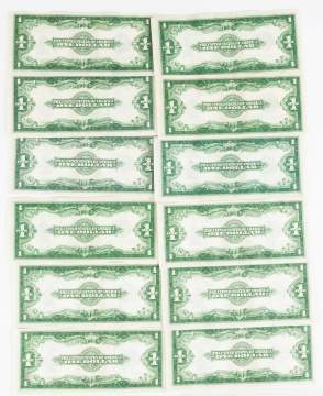 Twelve 1923 One Dollar Bills
