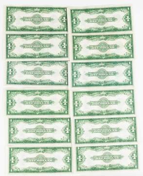 Twelve 1923 One Dollar Bills