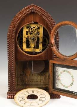 J. C. Brown Miniature Beehive Ripple Front Shelf  Clock, Bristol, CT