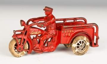 Hubley Cast Iron Indian Crush Car Motorcycle
