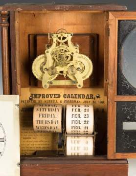 Unusual Jerome and Co. Improved Calendar Clock,  Patented by Hubbell and  Boardman