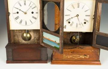 Two J. C. Brown Cottage Shelf Clocks
