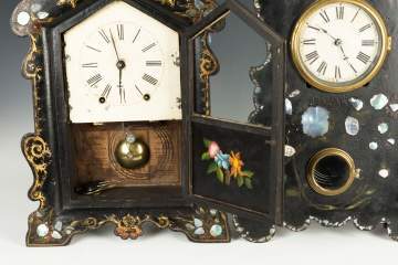 Two Victorian Iron Front Shelf Clocks