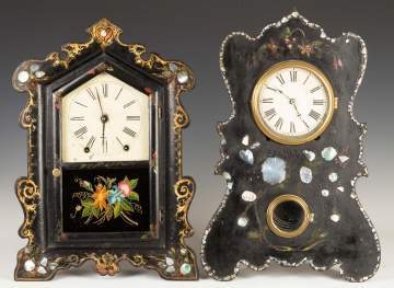 Two Victorian Iron Front Shelf Clocks