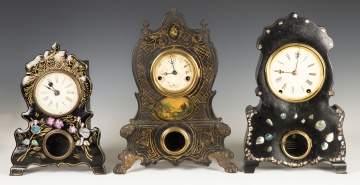 Three Iron Front Shelf Clocks