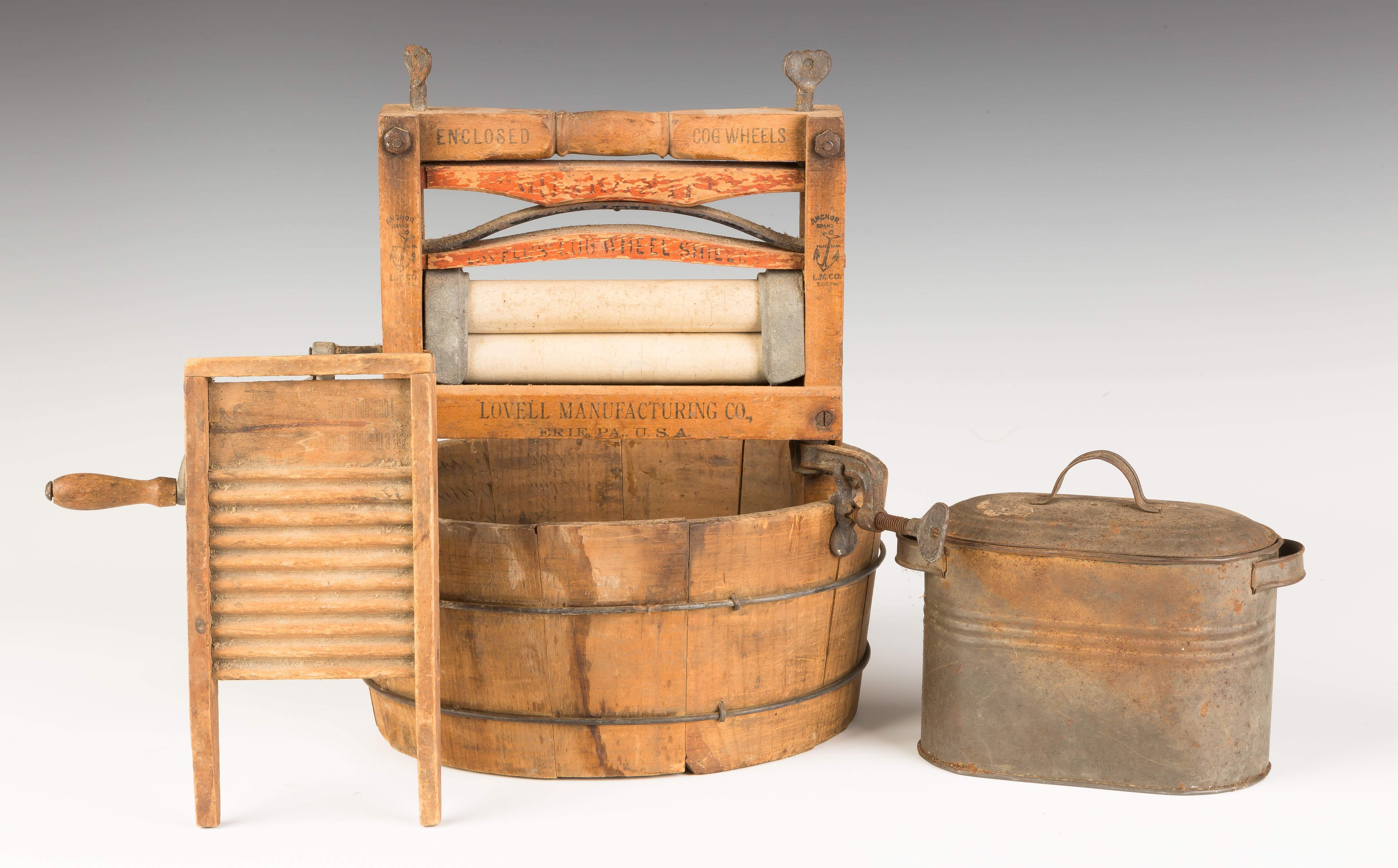 Lovell Mfg. Co. Salesman Sample Washing Machine and Accessories