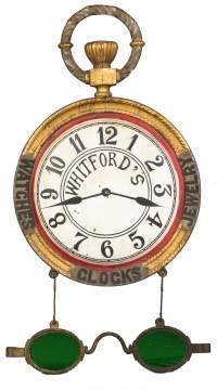 Whitford's Clock, Watches & Jewelry Trade Sign  with Glasses