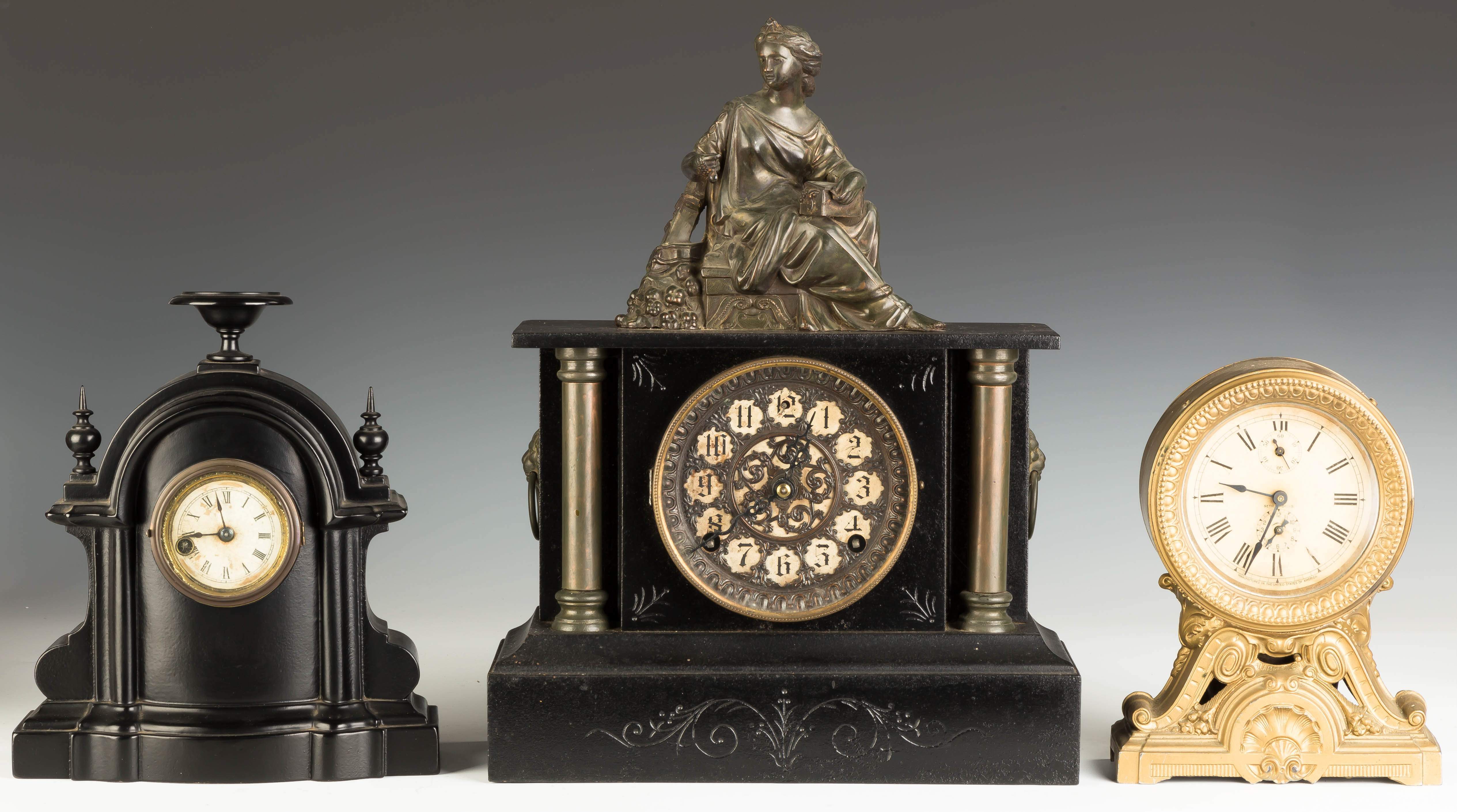 Three Victorian Iron Shelf Clocks | Cottone Auctions