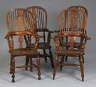 4 Similar European Oak Hoopback Arm Chairs