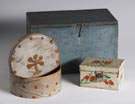 Folk Art Box, Toleware Box & Blue Dovetailed Box
