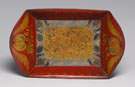 Rare Red Painted Tole Tray w/Marbelized Center