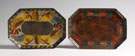 2 Toleware Trays w/Marbelized Centers