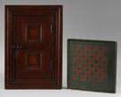 Red Painted Hanging Cupboard & Game Board