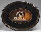 Toleware Tray w/ Handpainted Poodle, Inkwell & Note