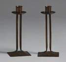 2 Roycroft Hammered Copper Candlesticks