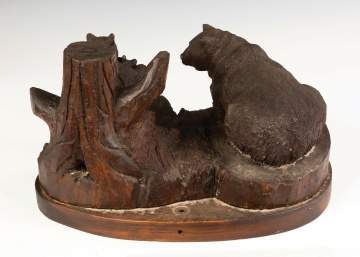 Carved Black Forest Bear and Cubs