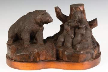 Carved Black Forest Bear and Cubs