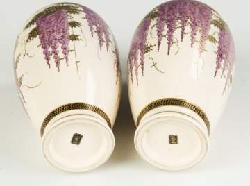 Japanese Porcelain Vases with Wisteria