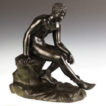 Seated Greek Figure Bronze Sculpture