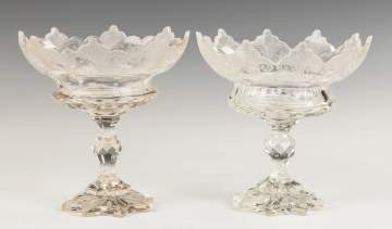 Pair of Cut and Engraved Compotes