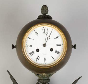 Patinaed Metal Figural Clock