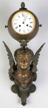 Patinaed Metal Figural Clock