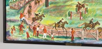 Annie Lenney (American, B 1910) "Horse Race,  Branchville Fair"