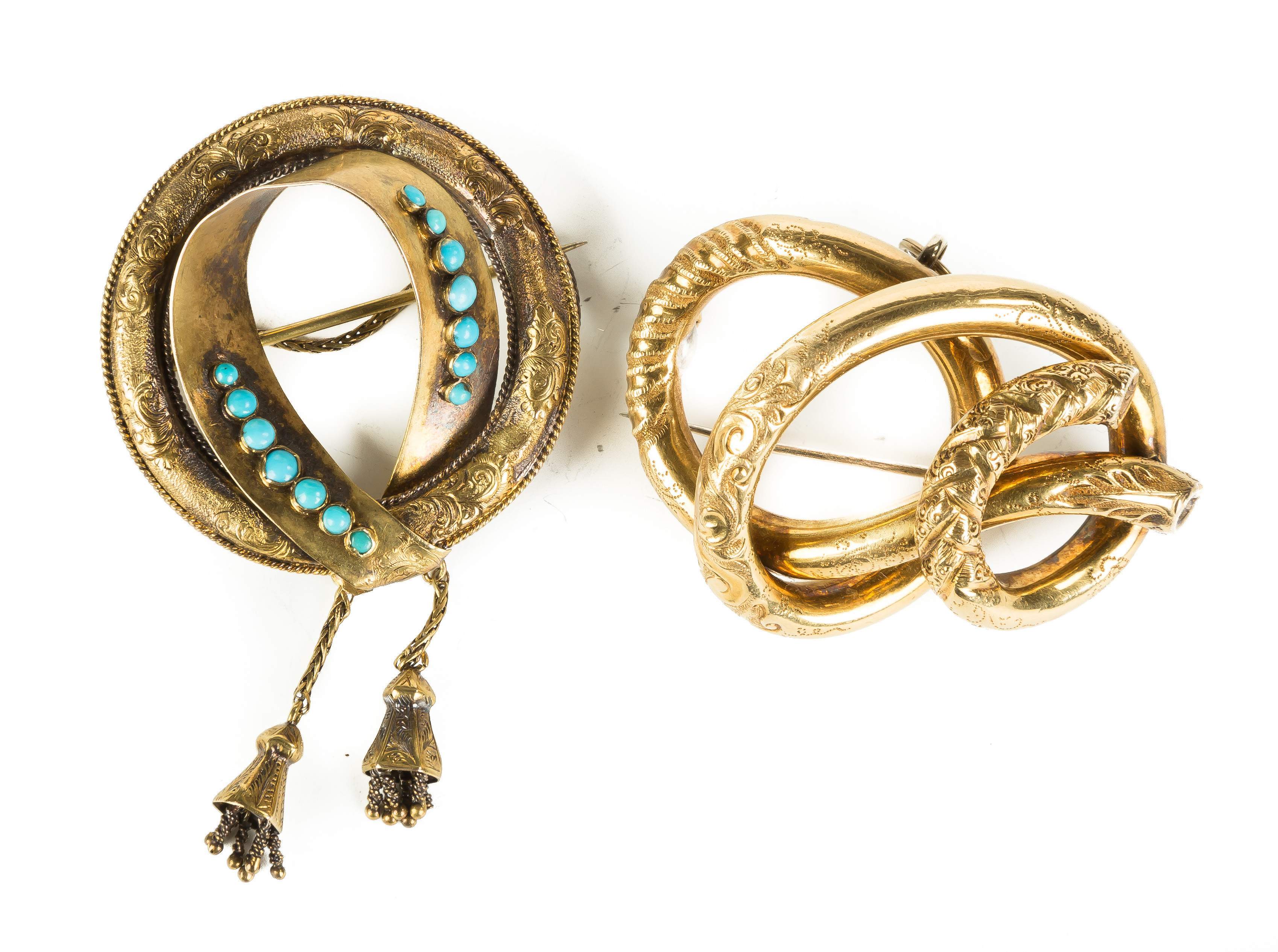 Two Vintage 14K Gold Brooches Cottone Auctions