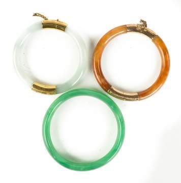 Three Jade and Glass Bracelets