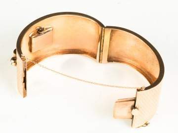 Vintage Lucerne 14K Rose Gold Bracelet Watch with  Rubies and Diamonds, Retro Design