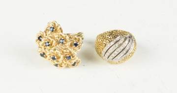 Two Vintage Gold, Sapphire and Diamond Rings