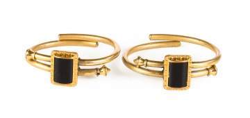Vintage Victorian Gold and Onyx Marriage Bracelets