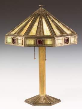 Bradley and Hubbard Art Deco Brass Panel Lamp