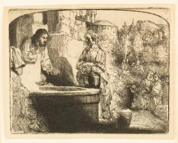 Rembrandt van Rijn (Dutch, 1606-1669) "Christ and  the Woman of Samaria"