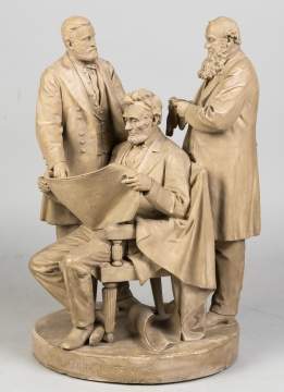 John Rogers (American, 1829-1904) Plaster Statue  "Council of War"