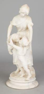 Alabaster Sculpture of A Mother and Two Children