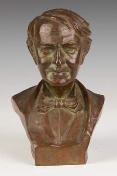 Walter Russell (American, 1871-1963) Bronze Bust of Thomas Edison