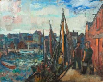 Gerrit Hondius (American, 1891-1970) "Fishing Village"