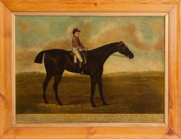 Reverse Painting on Glass of a Jockey on Black Horse
