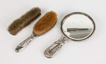 Three Piece Sterling Dresser Set with Asian Motif