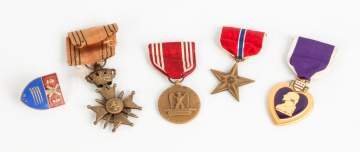 Group of Five Military Medals including a Purple Heart