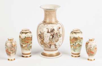 Satsuma Vase with 2 Pairs of Satsuma Vases